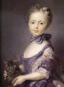 Jean-Baptiste Peronneau A Girl with a Kitten Sweden oil painting reproduction